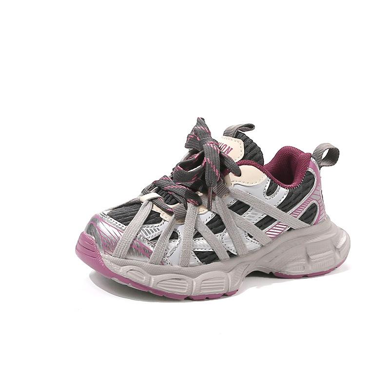 2025 Spring and Autumn New Mesh Breathable Baby Girl Dad Shoes Fashionable Versatile Boys Running Shoes Soft Sole Non-slip