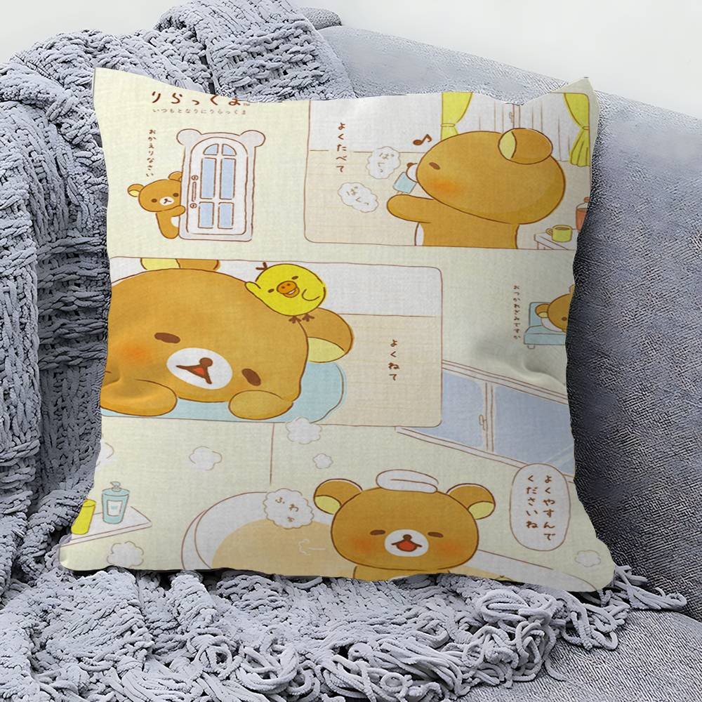 PC Cute Cartoon Rilakkuma Cushion Cover Inches Farmhouse Decor Home Throw Pillow Covers for Couch Decorations