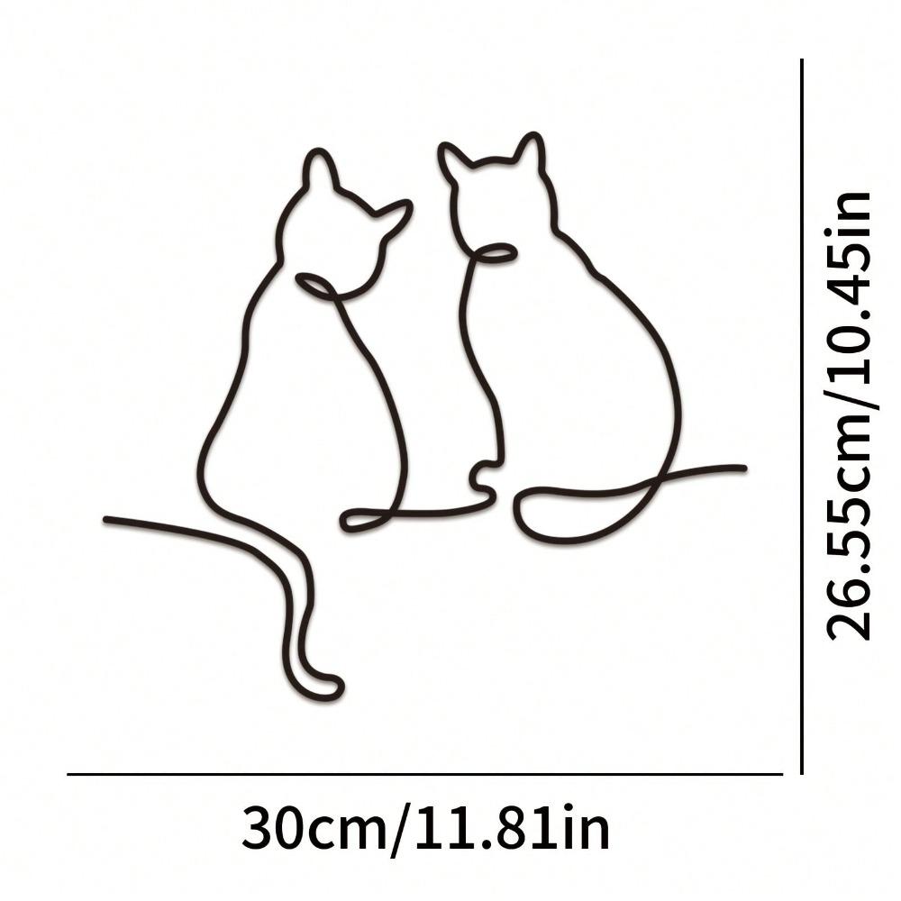 Modern Metal Cat Wall Art Minimalist Line Design Laser Cut Silhouette Indoor Outdoor Iron Decor For Living Room Bedroom Bathroom