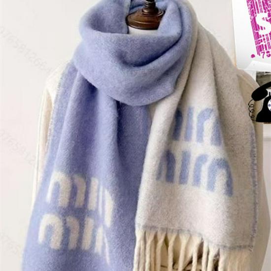 2024 Solid Color Wool Letter Scarf for Couples: Warm Autumn/Winter Tassel Design for Men & Women