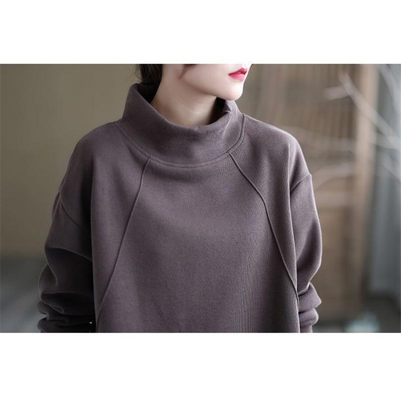 Women's Mock Neck Sweatshirt Casual Loose Fit Pullover Top