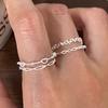 PONYKISS  Sterling Silver Hollow Heart Geometric Rings for Women Minimalist Trendy Fine  Opening Accessories