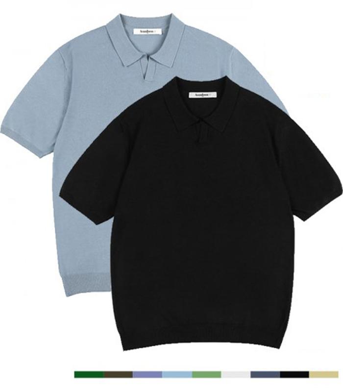 AVANDRESS Daniel Open Collar Short Sleeve Knit - 9 Colors