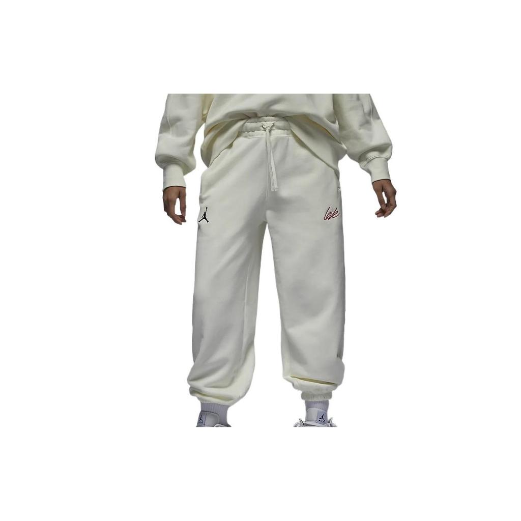 Jordan Embroidered Mid-Rise Jogger Pants with Drawstring Women Bottoms White FD4804-133