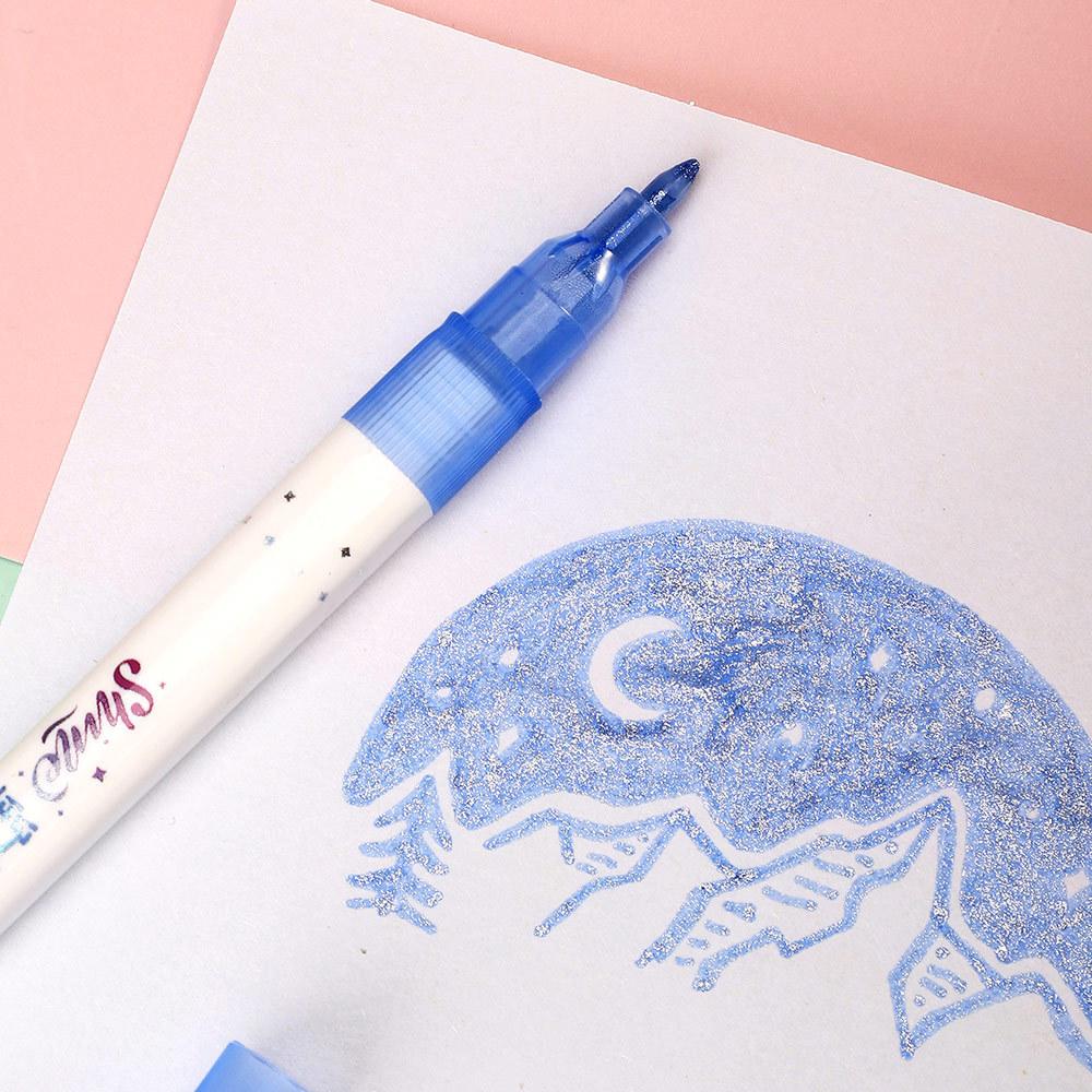 5pcs Shine Highlighter Pen Set Bling Glitter Shining Art Marker Color Drawing Painting Lettering Journal School