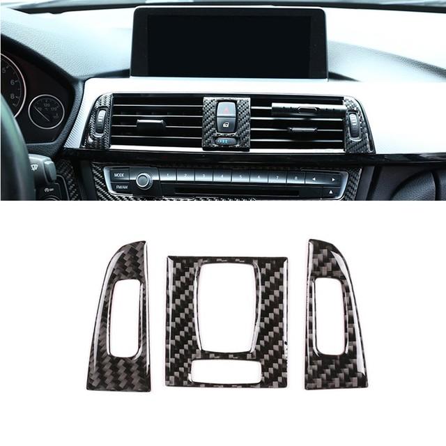 Real Carbon Fiber Car Interior Center / Side Air Conditioning Air Outlet Vent Cover Trim For BMW 3 4 Series F30 F32 2013-2018