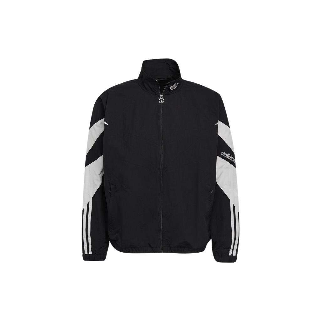 Adidas Originals Color Block Stripe Logo Zip Long Sleeve Stand Collar Sports Jacket Men Jacket Black H06752