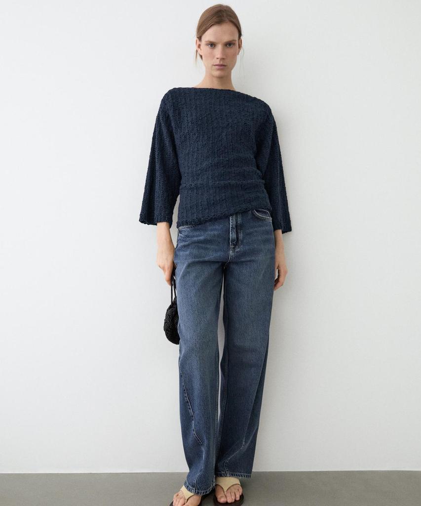 Masimodutti Cotton Blend Textured Knit Sweater