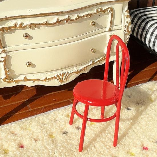 Miniature Chair, Tiny Metal Round Chair, Realistic Furniture Miniature, Mini Collectible Chair for Doll Mansion Miniature Rooms