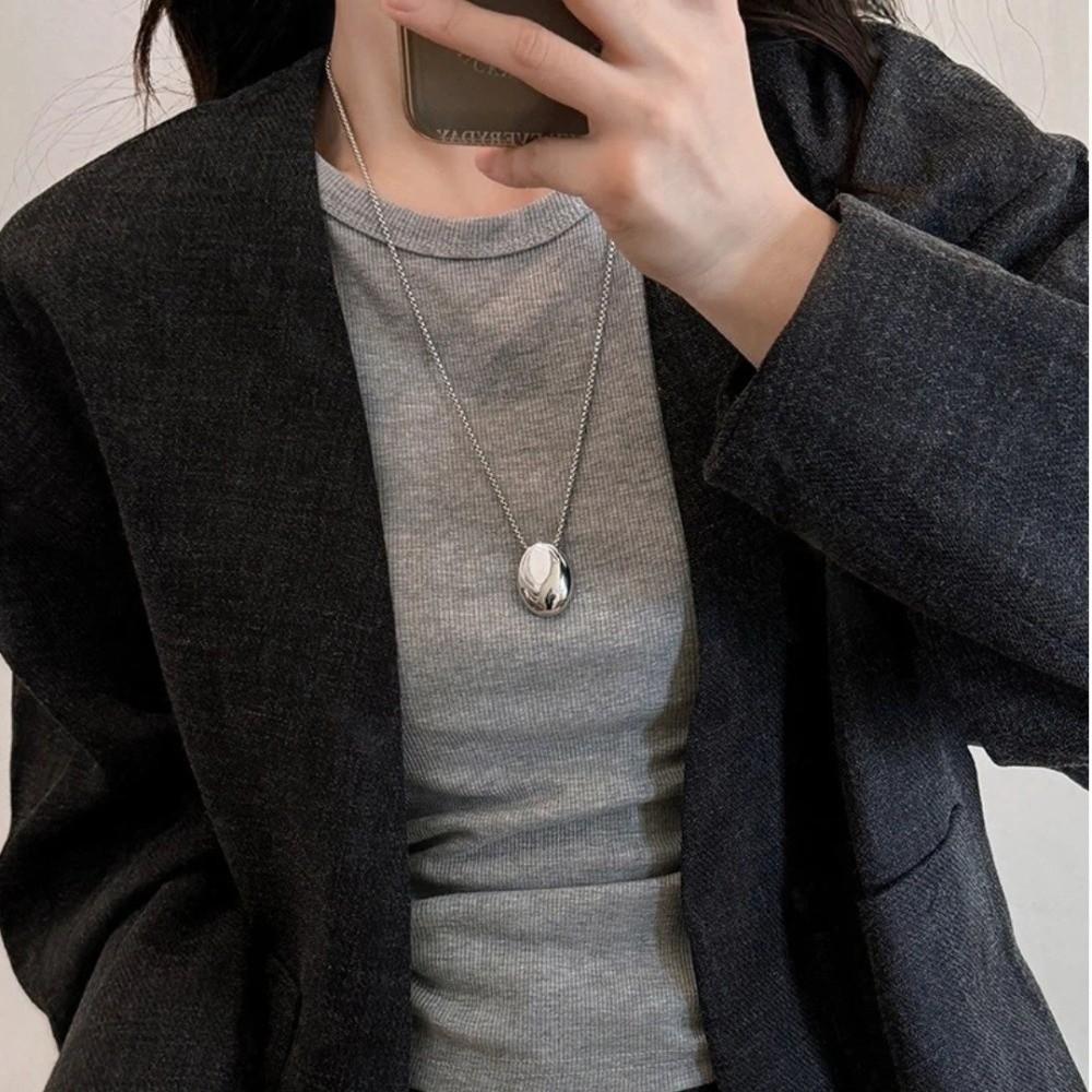 Geometric Pendant Necklace Metal Long Sweater Chain Women Choker Necklace  Sweater Accessories
