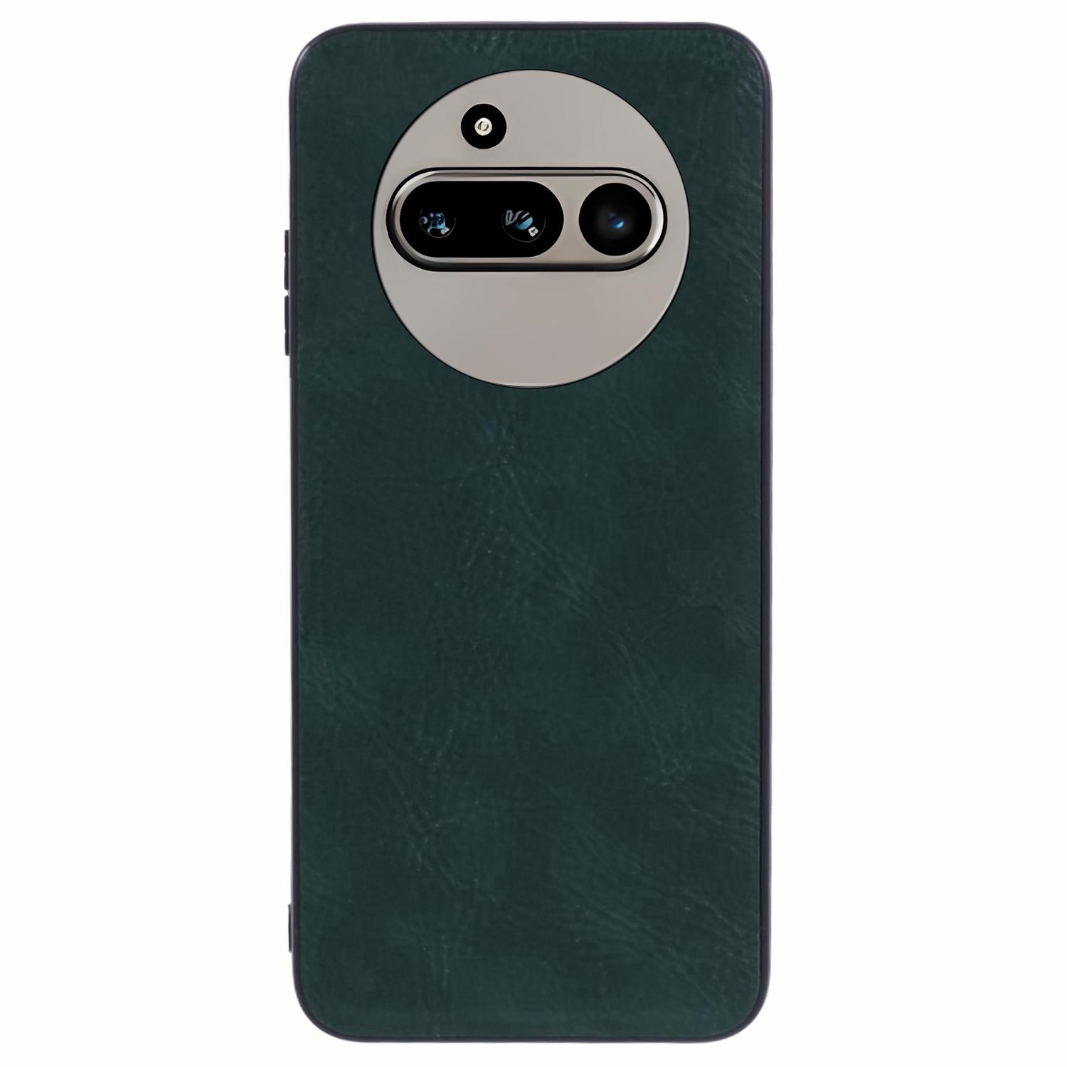 

For Nothing Phone (3a) Case Retro Leather Coated PC+TPU Phone Cover Green