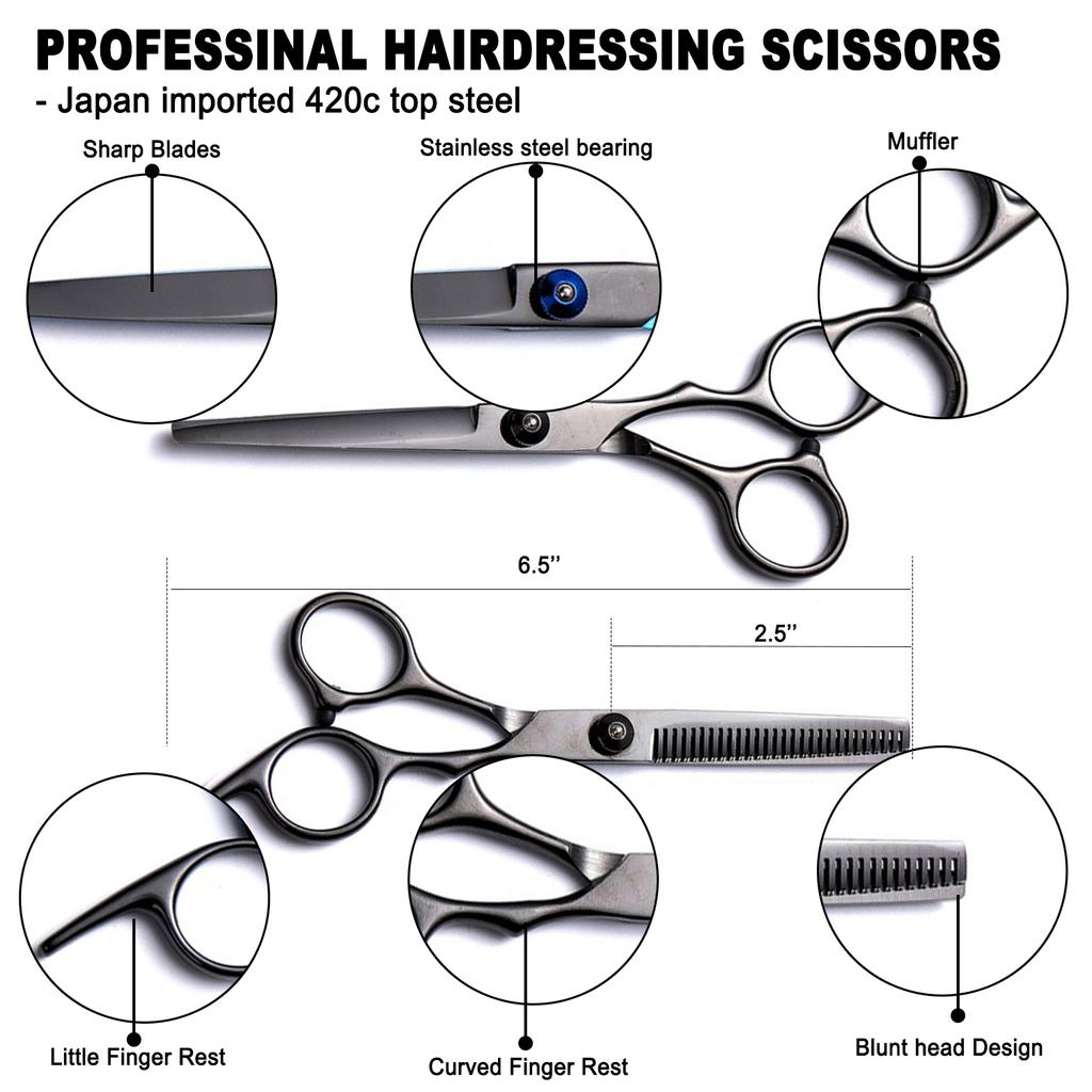 Haarschneidescheren-Set, Haarschneide-Ausdünnungsschere, Texturierungsscheren-Set, 6,5 Zoll, Haarschneideschere, Ki