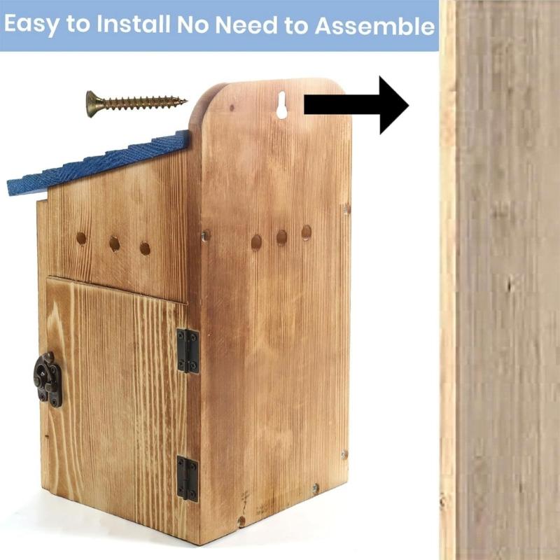 Durable Wooden Bird Shelter For Outdoor Use Featuring Viewing Panel And Safety Feature