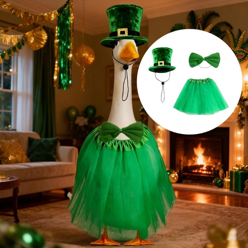 Irish Themed Geese Outfit For Patio Decoration Perfect For Patricks Day Celebration And Spring Parties