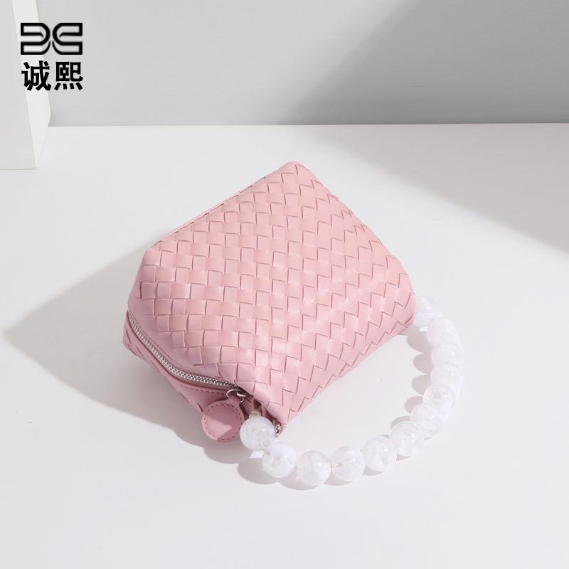 Niche Design Bag Female Small Fresh Macaron Color Literary Lady Pearl Handle Lunch Box Bag Shoulder Messenger Bag