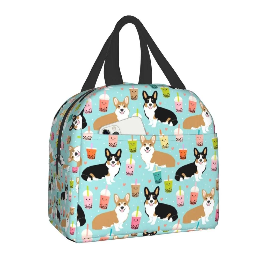 Roztomilé veselé Corgi přenosné krabičky na oběd Vodotěsná termotaška chladicí Izolovaná taška na oběd s motivem velšského Corgi pro ženy do školy do práce