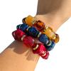 Boho Multicolor Resin Irregular Square Beaded Bracelet for Women Men New Trendy Acrylic Geometric Strechy Bracelet Jewelry Gifts