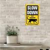 Vintage Metal Sign Slow Down Cats Crossing 8x12 In Waterproof 2D Flat Wall Decor With Pre-Drilled Holes