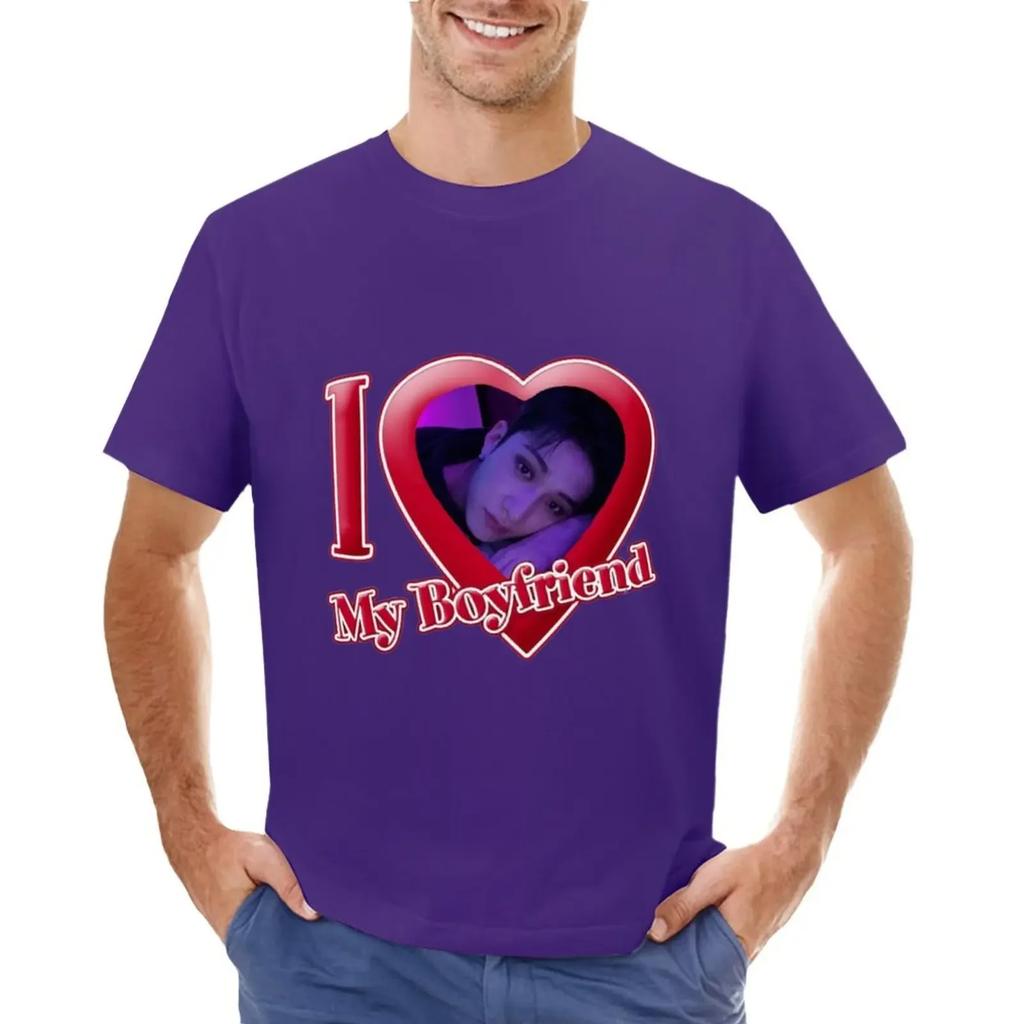 I love my boyfriend (bang chan) T-shirt sweat oversizeds blacks cute tops plain t shirts
