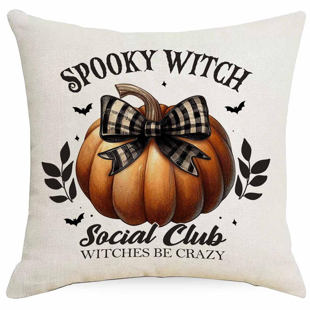 Nytt Halloween Häxlinje Kuddfodral Hem Vardagsrum Kontor Soffa Bilbarnstol