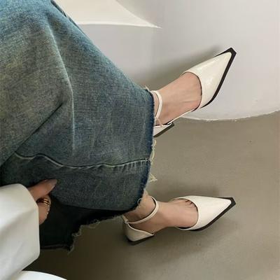 Fashion One-band Kitten Heel Shoes Autumn New Pointed Toe Shallow Mouth Non-slip Wear-resistant Low-top Single Shoes