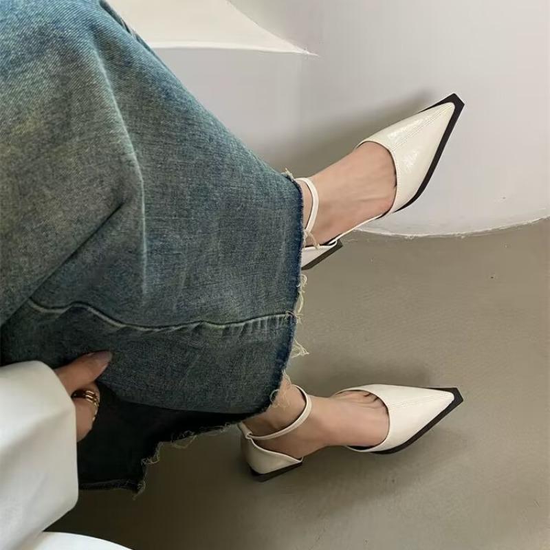 

Модные туфли на каблуке-рюмочке с одной перемычкой, осенняя новинка, с острым носком, с мелким вырезом, нескользящие, износостойкие, низкие, одинарные туфли 40 бежевый