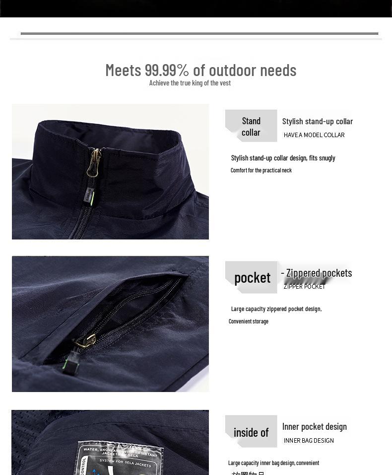 Men's Plus Size Quick-Dry Outdoor Casual Vest - Sleeveless, Loose Fit for Spring & Autumn