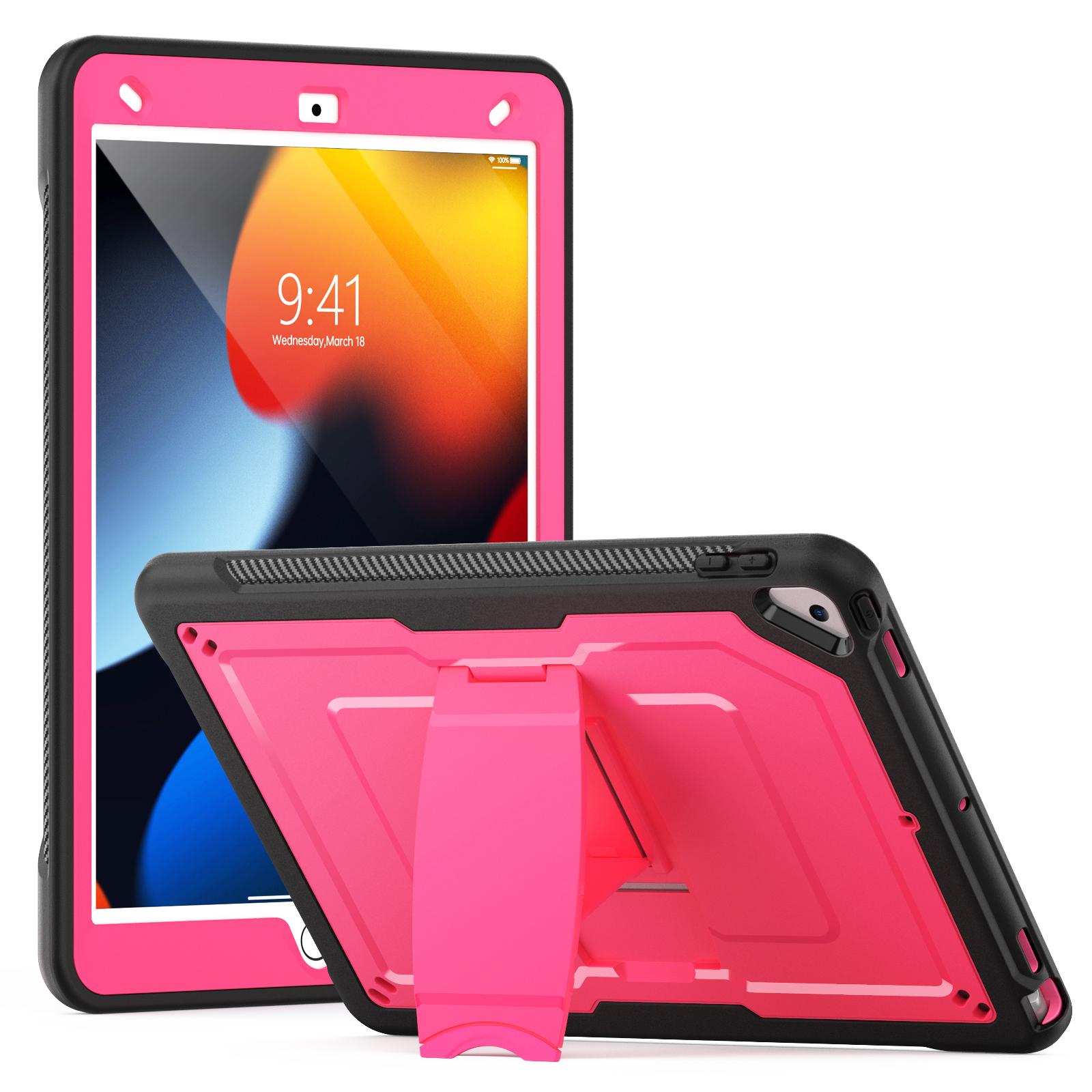 

Tablet Case For iPad 10.2 (2021)/(2020)/(2019)/Air 10.5 inch (2019)/Pro 10.5-inch (2017) PC+TPE Cover with Zinc Alloy Kickstand Rose