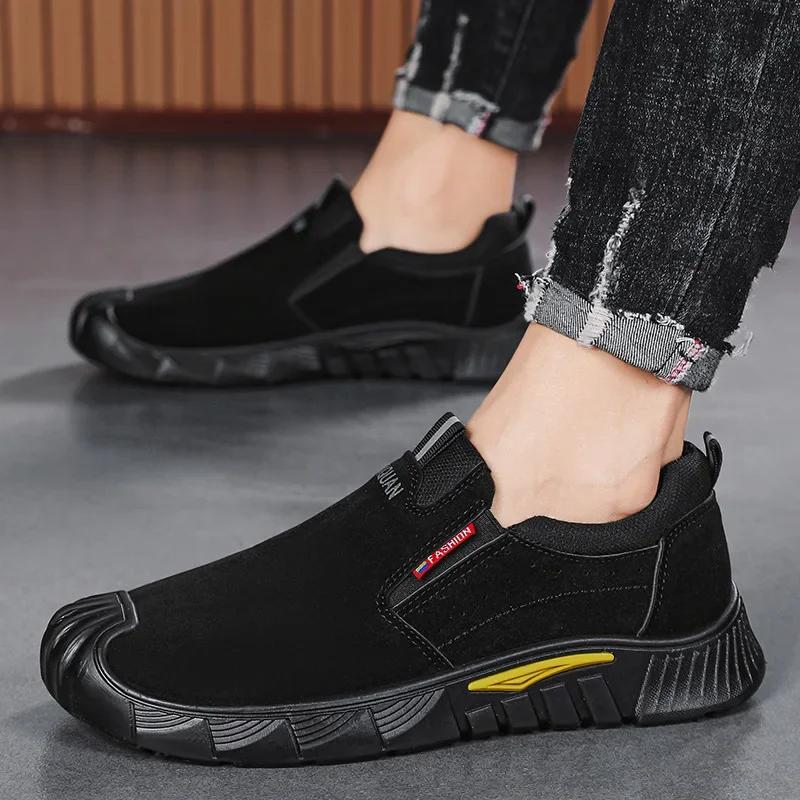 Fashion Men's Sneakers Autumn Labor Protection Shoes Man Soft Sole Wear-resistant Work Shoes Men Black Versatile Casual Sneaker Tenis