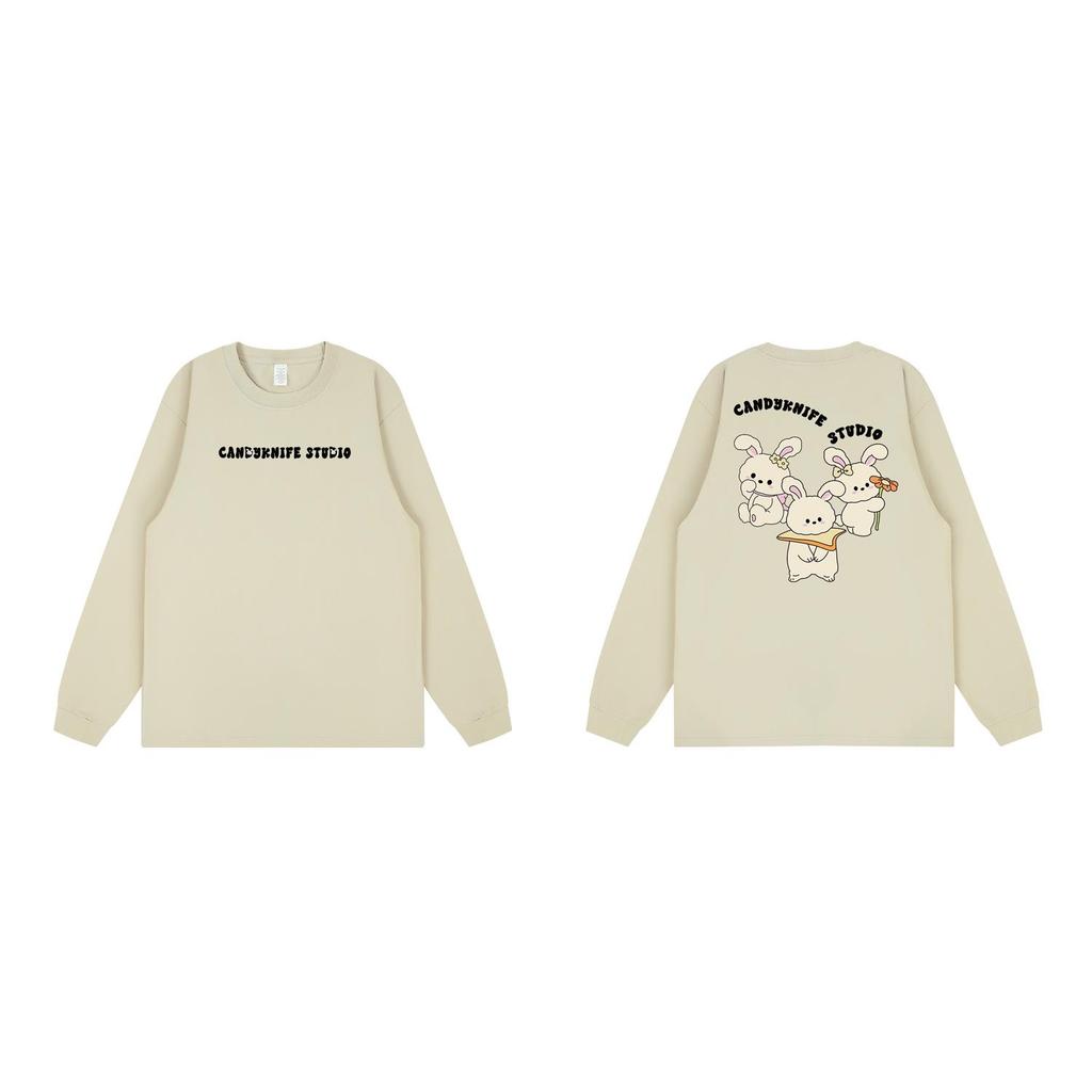 Korean Style Cartoon Print Long Sleeve Cotton T-shirt