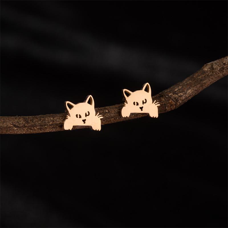 Japanese Small Cat Stud Earrings for Women – Cute Korean Style Animal Accessories