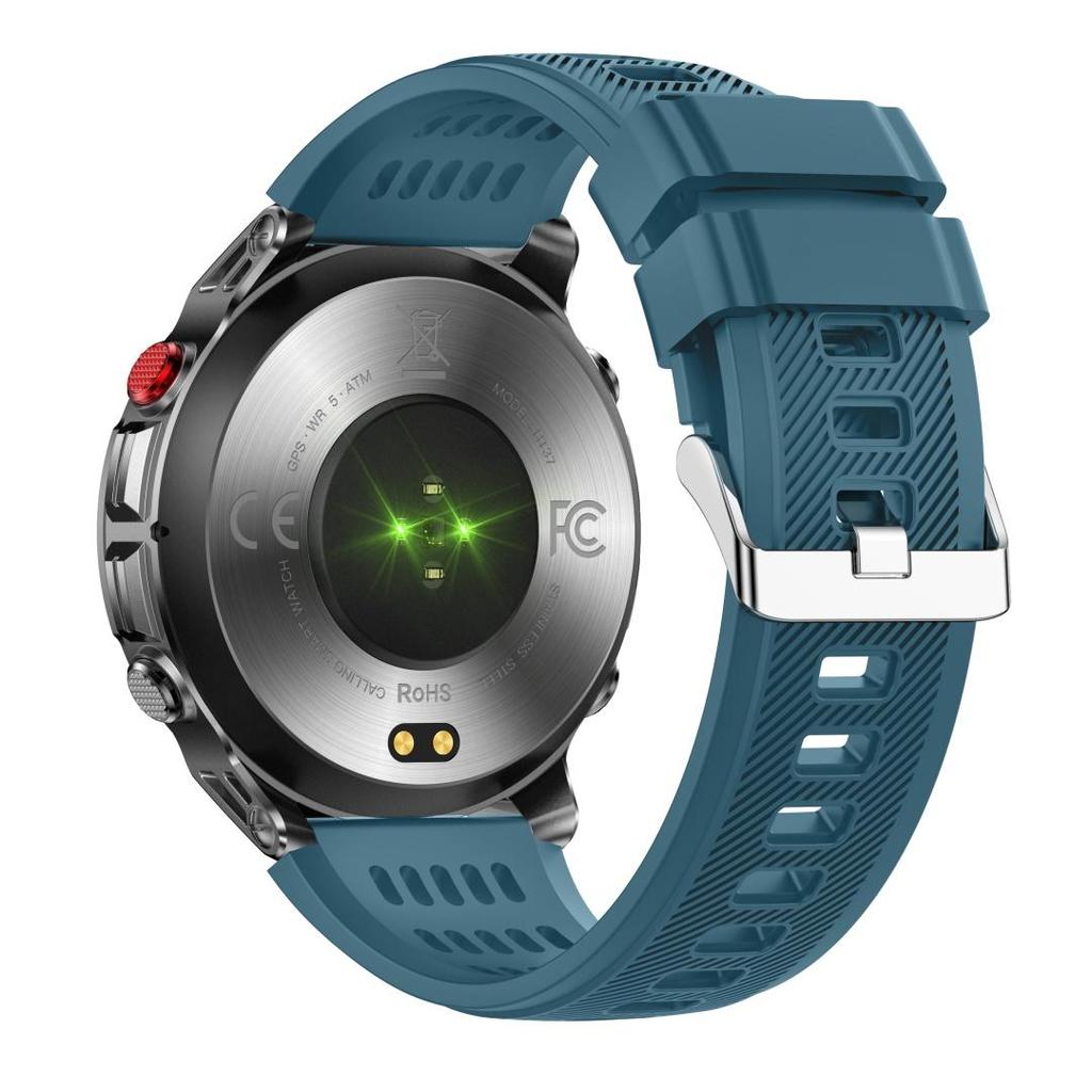 Rainbuvvy HT37 GPS Smartwatch 1,46 Zoll IPS-Bildschirm Bluetooth-Anruf IP68 Wasserdicht Taschenlampe Herzfrequenz 540mAh Android Sportuhr