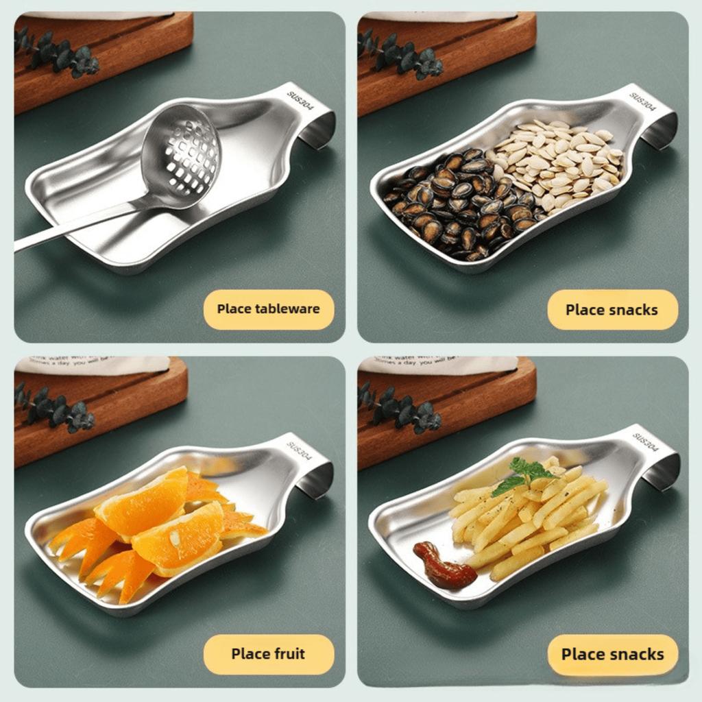 1pc Premium 304 Stainless Steel Kitchen Utensil Holder , Sleek, Easy to Clean Spoon Rest with Dotted Design, Perfect for Home Kitchens, Hotels