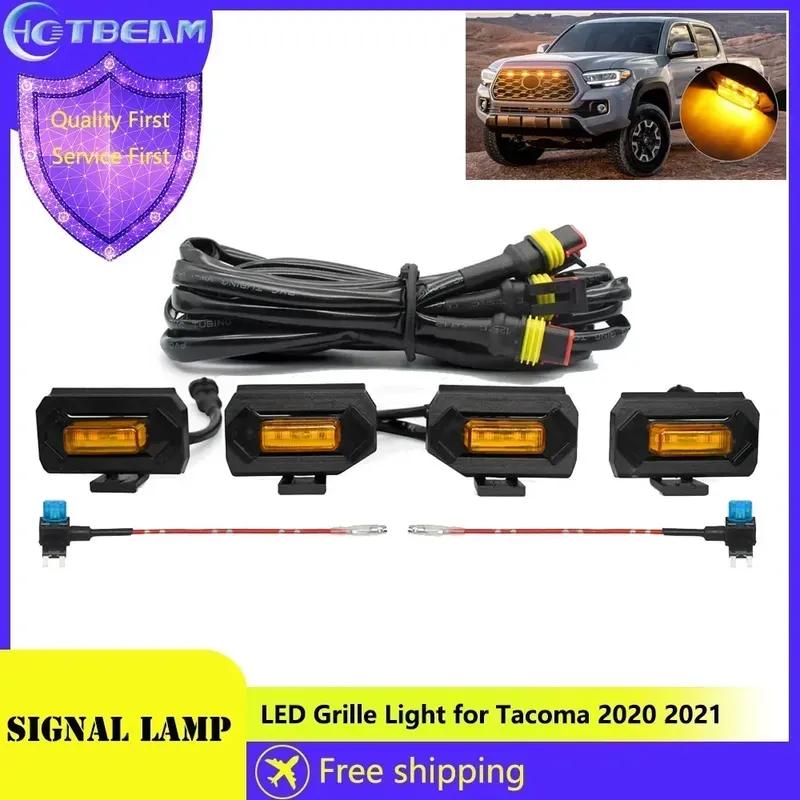 4 in1 Grille Lights For Toyota Tacoma 2020 2021 Car LED Strobe Light Warning Daytime Running Lamp For Tacoma DRL Amber Lights