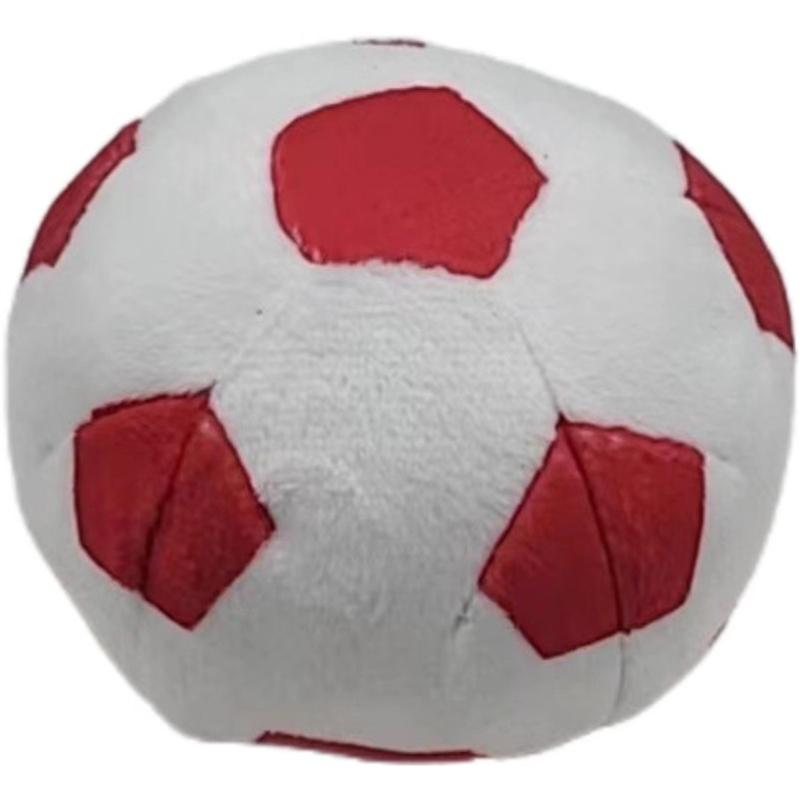 Weicher Plüsch-Fußball Spielzeug, Rot Weiß Gefüllter Fußball, Niedliches Quietschendes Haustier Kauspielzeug für Hunde Katzen, Interaktives Spielzeug Geschenk für Kinder