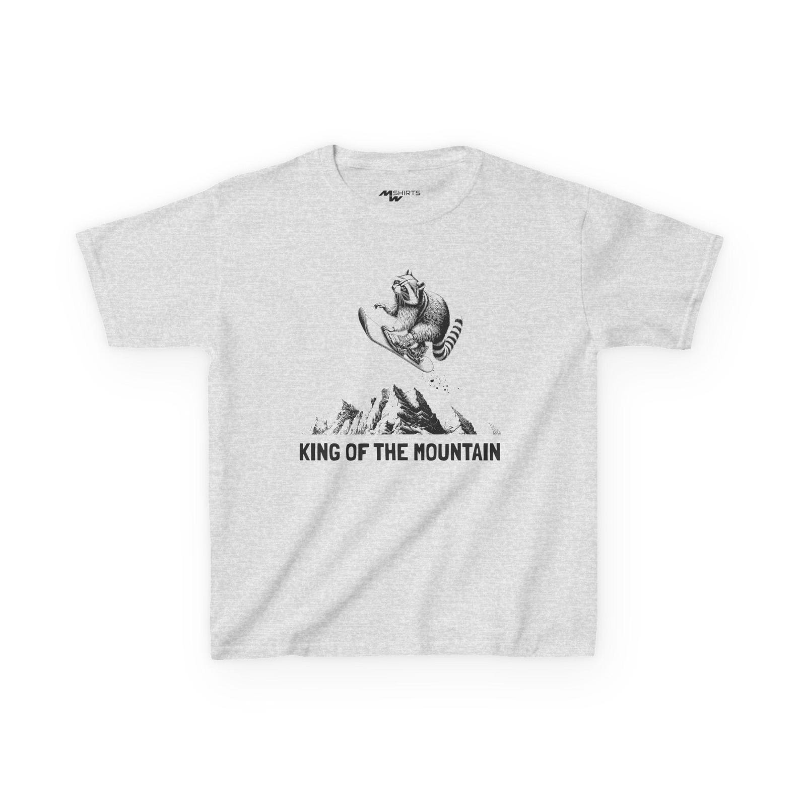 Kids King of the Mountain Raccoon Tee: Snowboarding Adventure T-Shirt M