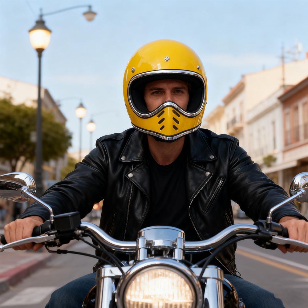 Retro Japanese Cruiser Fiberglass Full Face Motorcycle Helmet