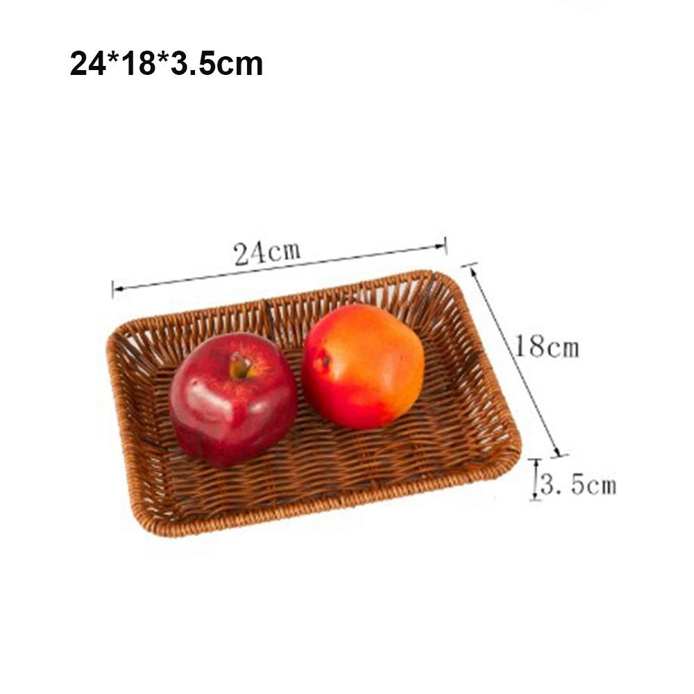 

New Hardness Rattan Wicker Woven Serving Baskets Handwoven Khaki Bread Fruit Vegetables Basket with Handle 10 Styles Pizza Tray