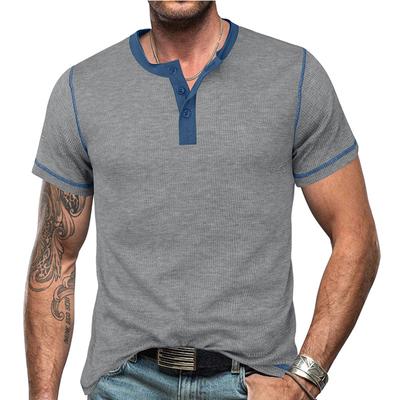 Erkek Casual Slim Fit Henley Gömlek Klasik Düğme Kısa Kollu Tişört Yaz Temel Hafif Üstler Erkek Atletik Egzersiz Nem Emici Tee Gömlek