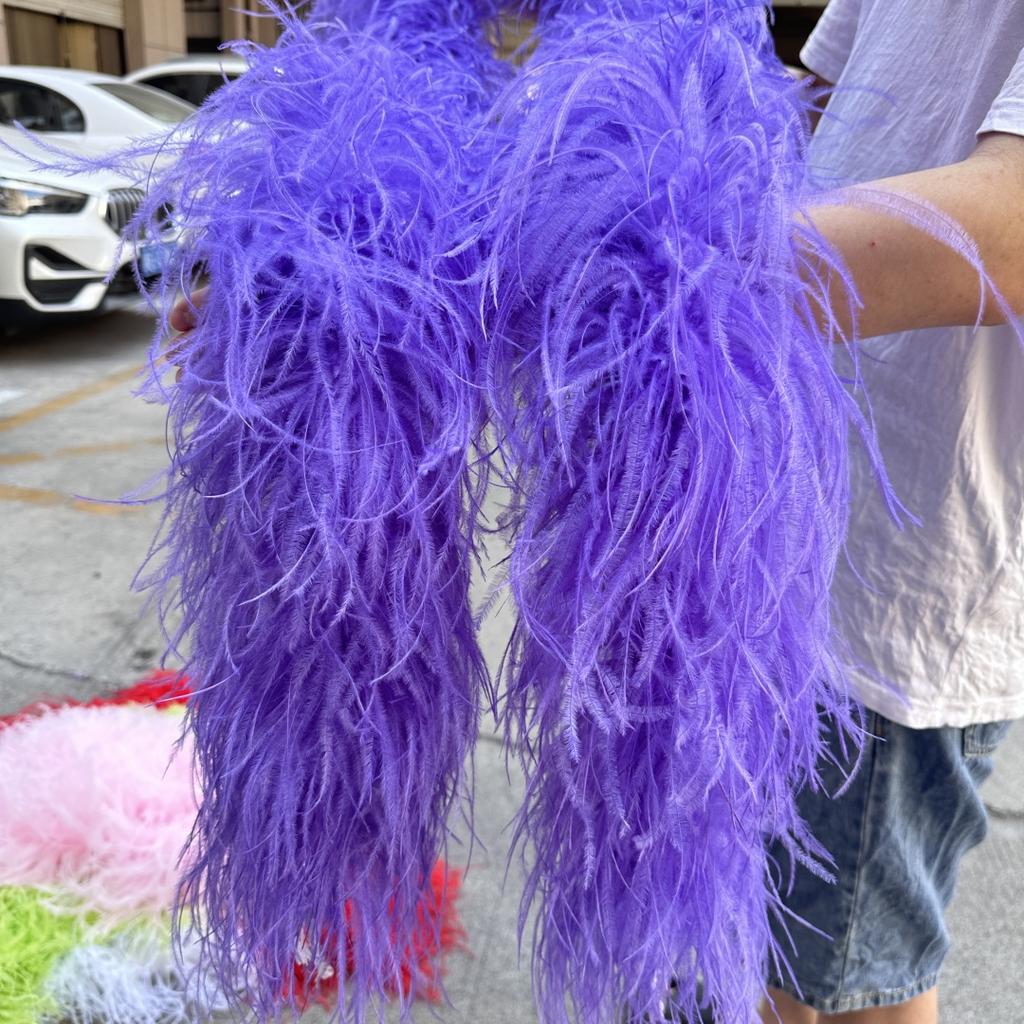 2M Red Ostrich Feathers Boa 1-10Ply Thick Natural Feather Shawl for Wedding Clothing Decoration Sewing Plumes Crafts Accessory