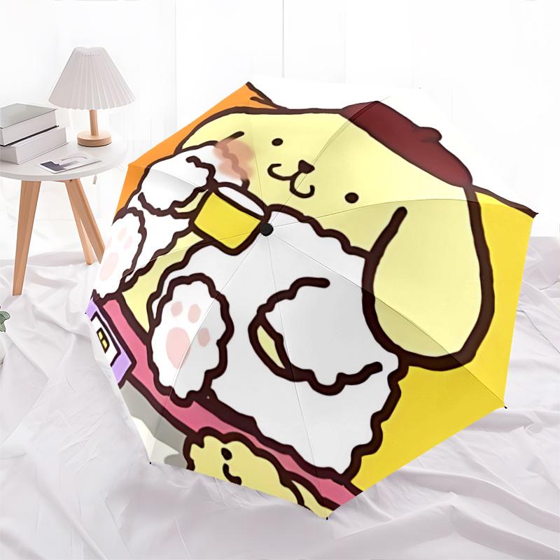 

1pc Sanrio Pompompurin Automatic Opening/Closing Umbrella with Foldable Design, 8-Rib Iron Frame Outdoor Umbrella, Perfect Gift for Fans, Travelers, D
