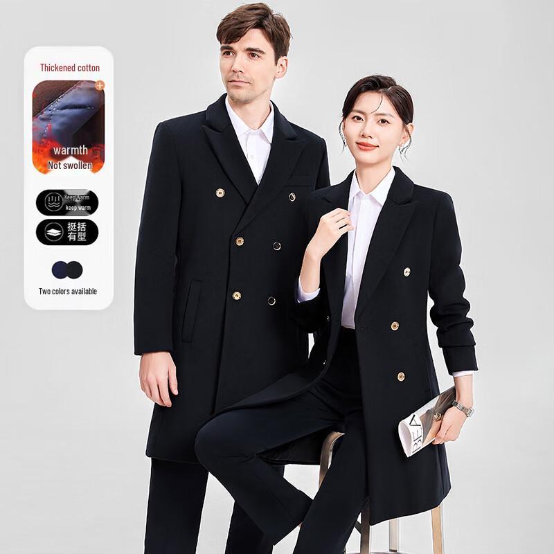 Унисекс Рабочий шерстяной утепленный полудлинный пальто XL