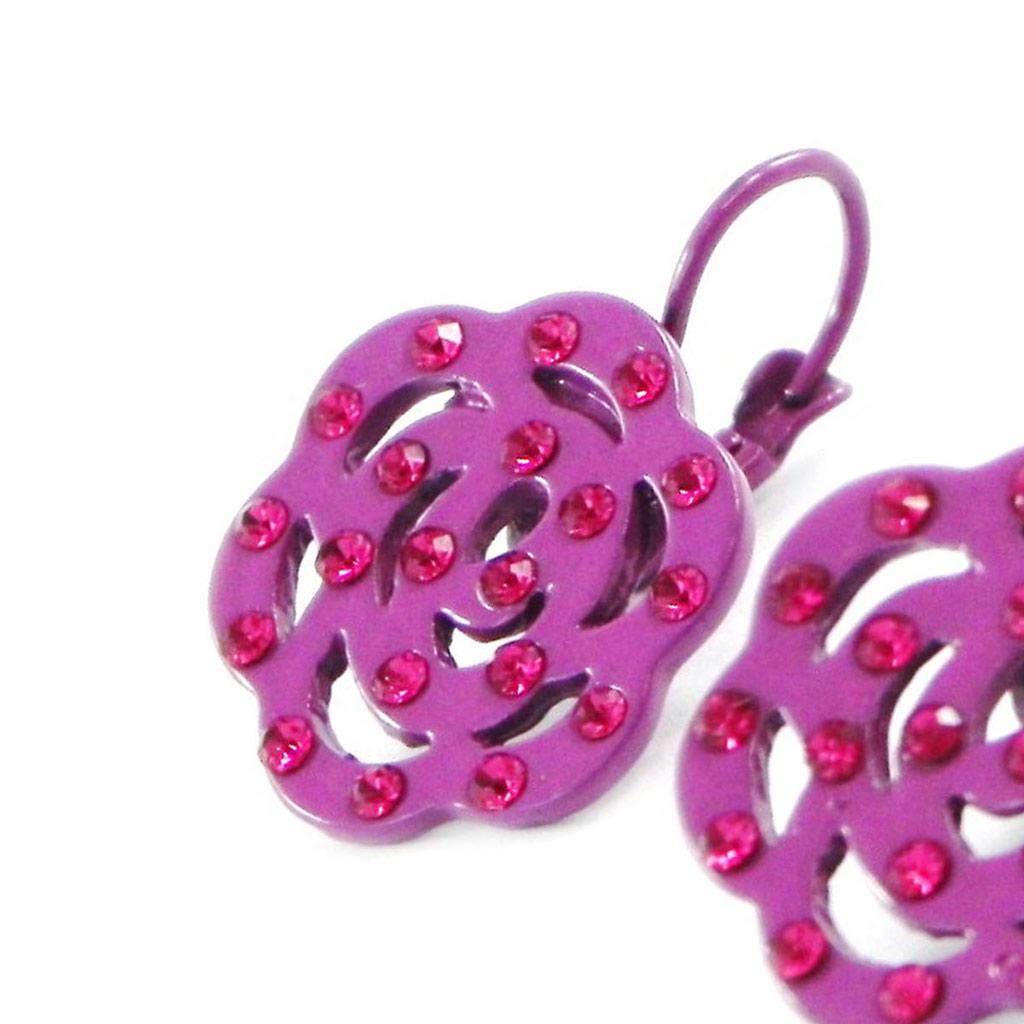 Les Trésors De Lily [H9796] - Dormeuses Créateur 'Camélia' violet