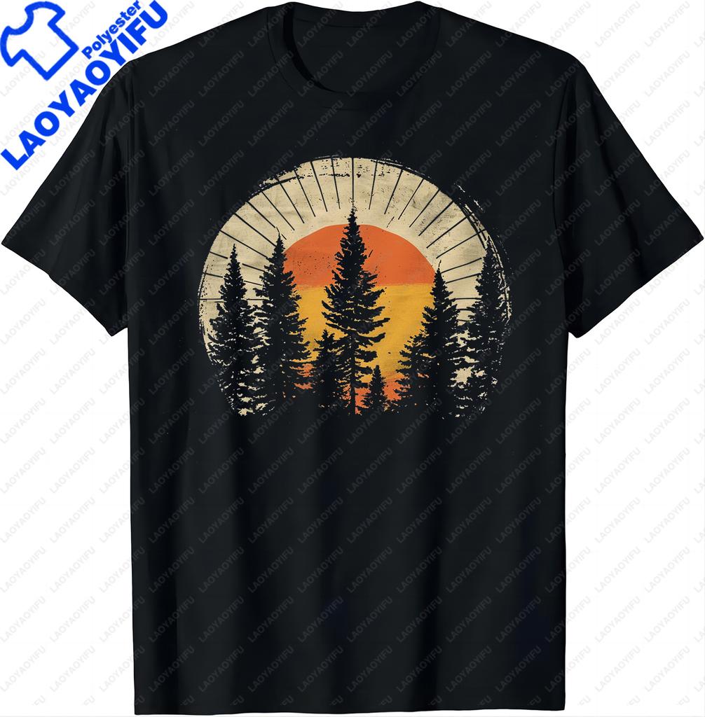 Nature Lovers Tee  Forest  Sunset T Shirt  Men Clothing Graphic T Shirts Camisas Streetwear Vintage T Shirt Tops