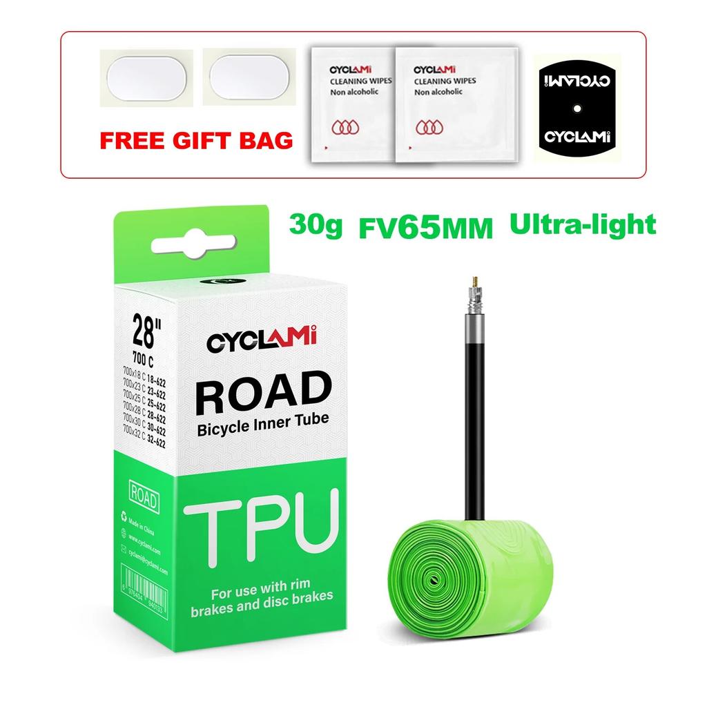 CYCLAMI Ultralight 30g Bike Inner Tube TPU Material 700C 18 32 Road Bicycle Tire 45mm 65mm 85mm Length French Valve