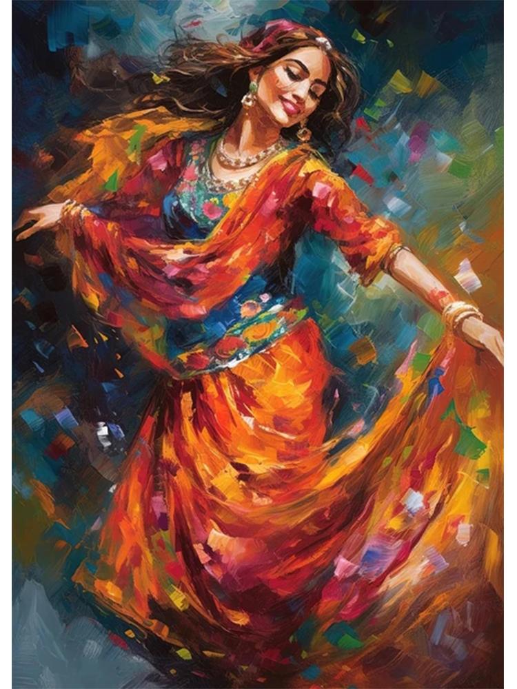 Retro tradiționale indiene dansuri populare femei indiene frumoase 5D Diy pictură cu diamante imagine de perete pentru decorarea camerei