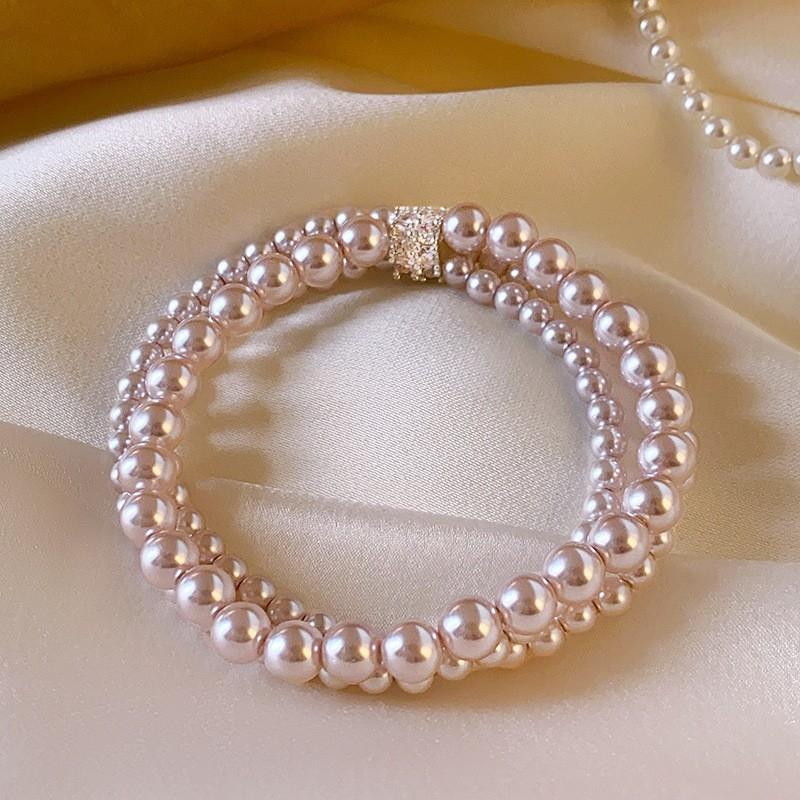 Rose Diamond Inlaid Pearl Bracelet Design Sense Niche High Value Temperament Personalized Fashion Shiny Bracelet