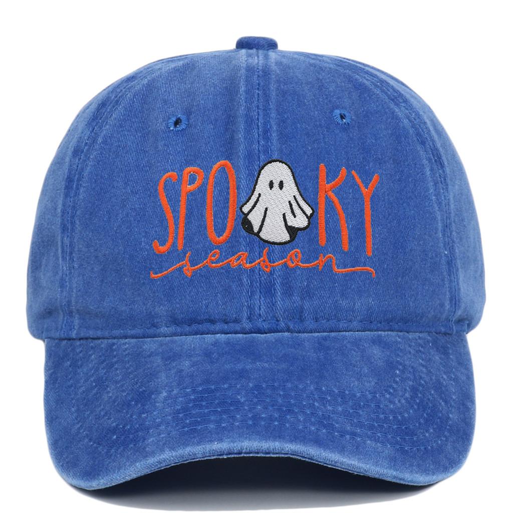 Halloween Ghost Embroidered Baseball Cap With Vintage Wash For Cosplay Fans