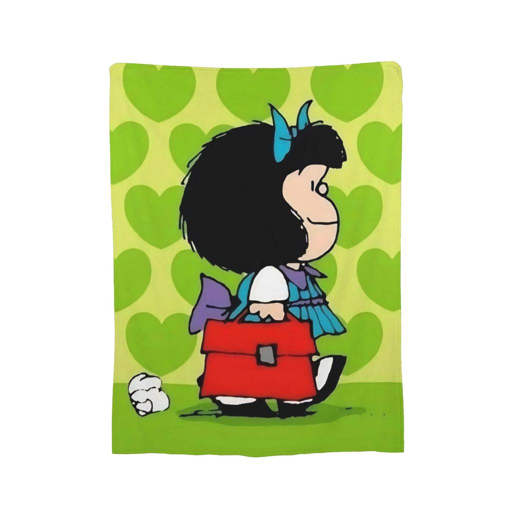 Mafaldas Love Smile Flannel Blankets  Funny Throw Blanket for Home cm Plush Thin Quilt