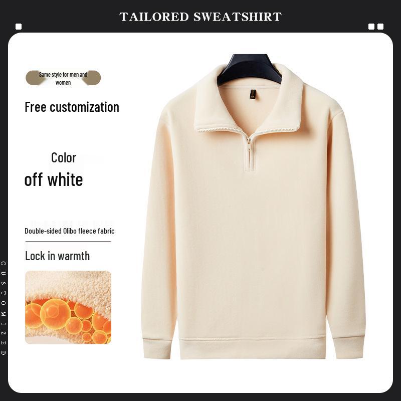 Premium Merino Wool Hooded Sweatshirt with Custom Logo - Autumn/Winter Double-Sided Fleece Jacket
